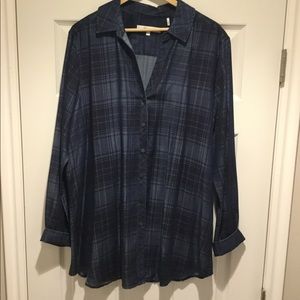 Foxcroft Tencel plaid blouse